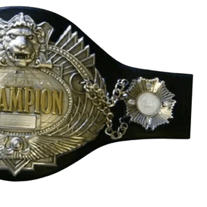 เข็มขัดแชมป์มวยปล้ำทองและเงินแบบกำหนดเอง พร้อมลายสิงโต สายสีดำ คุณภาพพรีเมียม - Product Image 4