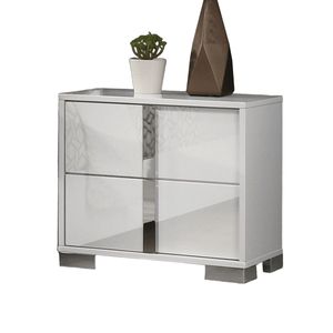 Comodino Moderno con Finitura UV e Gambe Cromate, Colore Bianco, per Camera da Letto - Product Image 3