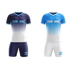 Custom Sublimated <b>Soccer</b> Jersey Men's Blue White Team Name 00 Short Sleeve V-neck Moisture Wicking Polyester Athletic Sportswear - Product Image 1