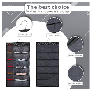 Portable Closet Organizer Bag Special Purpose <b>Wardrobe</b> <b>Hanging</b> Storage with 20 Mesh Pockets and Metal Hook - Product Image 1