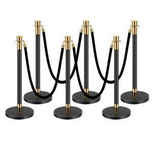 6 pezzi di corde di velluto in acciaio inossidabile con stanchini neri per il controllo della folla con Base cava per iniezione di sabbia per feste teatrali - Product Image 1
