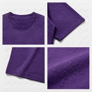 Purple <b>Plain</b> Cotton <b>Tshirt</b> For Men Personalized Logo Clothing Bulk Custom Garment Factory Supply OEM ODM Service - Product Image 4