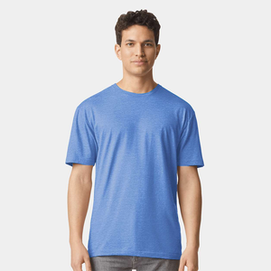 T-shirt décontracté à manches courtes pour homme, col rond, tricoté, coupe classique, couleur unie bleu 2027 - Product Image 1