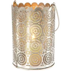 Élégantes lanternes cylindriques marocaines noires en métal perforé, porte-bougies de luxe en fer noir mat pour bougies chauffe-plat - Product Image 3