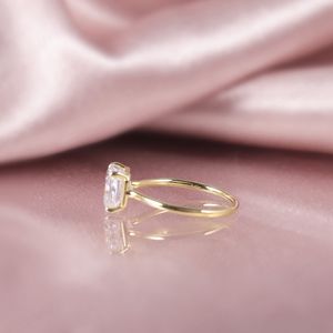 Bague AMBER JEWELS T-1515 unisexe en or jaune 18 carats massif plaqué rhodium avec pierre naturelle sertie à griffes, forme géométrique, certifiée IGI - Product Image 3