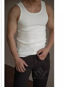 <b>Men's</b> <b>White</b> Cotton Tank Top O-Neck Sleeveless Regular Fit Breathable Casual Solid Color Soft Knitted Summer <b>Vest</b> - Product Image 4