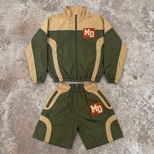 <b>Men's</b> Windbreaker Short Set Relaxed Fit Breathable Windbreaker Nylon Tracksuit Set Solid for <b>Summer</b> - Product Image 5