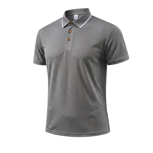 Chemises polo pour hommes personnalisées, couleur gris uni, manches courtes, coupe ajustée, style boutonné, chemises polo pour hommes à prix avantageux - Product Image 1