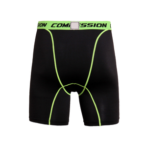 Shorts de compression pour hommes, couleur unie, avec empiècements en toile sur le devant, taille mi-haute, élastique, séchage rapide, style sportif, tricoté, 100% coton, 140g, teint uni - Product Image 5