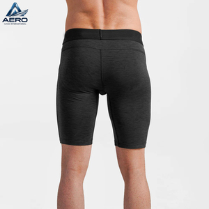 Customized Made Durable Lightweight High-Waist Stretch Cycling Black Solid Color Comfortable Knit Fabric <b>Men</b> <b>Compression</b> <b>Shorts</b> - Product Image 2
