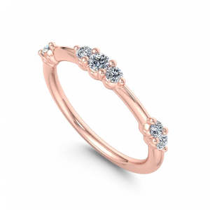 Bague de mariage minimaliste en or avec cluster de diamants de laboratoire ronds, bague empilable pour anniversaire, pour femme - Product Image 2