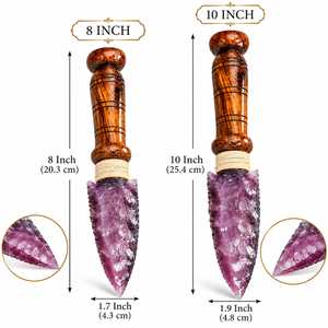 Daga de Cristal Morada Monalisa, Hoja de Fibra Óptica con Mango de Madera Hecho a Mano, Decoración Gótica para Altar y Coleccionable de Fantasía - Product Image 5