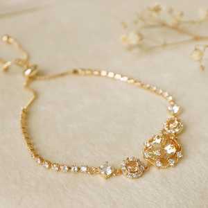 Citrine <b>Bracelet</b> Dainty Bridal Jewelry 925 Sterling Silver 14K Gold Plated Elegant Minimalist Gift For Her - Product Image 1