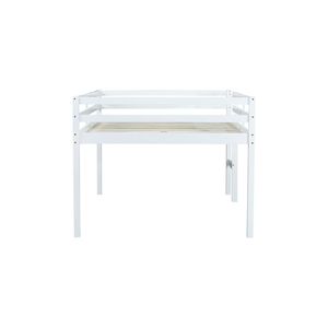Cama Alta de Madera Blanca de Tamaño Completo con Escalera, Construcción de Madera de Caucho - Product Image 4