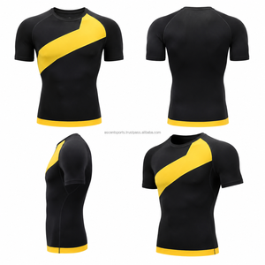 Custom <b>Men</b> Muscle Fit Short Sleeve <b>Compression</b> Top OEM Base Layer Training <b>Shirt</b> Breathable Quick Dry Fabric - Product Image 1
