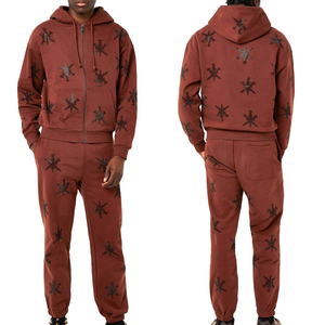 Adjustable Price Men's Rhinestone Tracksuit Premium Quality Breathable Lightweight Streetwear Acid Wash 100% Cotton - Product Image 6
