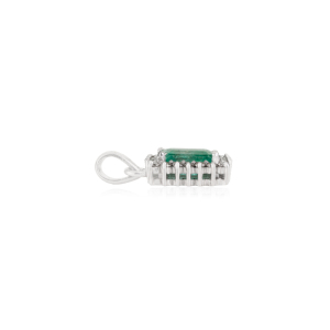 Pendentif halo en argent sterling 925 fait main, émeraude et diamant 100% authentiques, prix de gros pour femmes, bijoux en vrac - Product Image 6