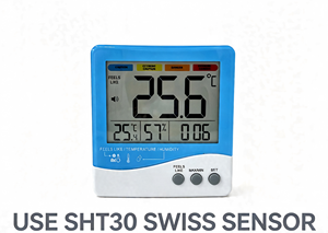 Medidor de Temperatura y Humedad con Alarma de Golpe de Calor, Reloj, Memoria de Máxima/Mínima, Interruptor °C/°F - Product Image 2