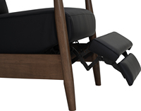 Fauteuil inclinable manuel ergonomique de style Mid-Century Modern avec dossier divisé, cadre en bois, revêtement en cuir PU et rembourrage en mousse