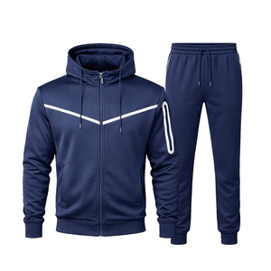 Ensemble de survêtement pour homme, couleur bordeaux, avec capuche, fermeture éclair intégrale, sweat-shirt et pantalon, vêtements de sport décontractés, respirant, en polyester, pour l'automne - Product Image 6