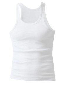 Camiseta sin mangas negra acanalada transpirable para hombre, cuello redondo, informal, de punto, color liso, con logo frontal - Product Image 3