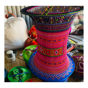 Traditional Vietnamese Hmong Fabric Lantern Colorful Handmade Brocade Decorative Light for Cultural Events & Decoration - Product Image 1