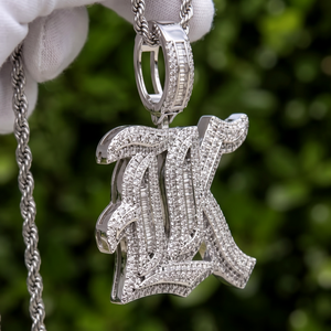 Colgante Personalizado de Letra 'H' Estilo Hip Hop con Incrustaciones de Moissanita, Piedras Redondas y Baguette, Plata 925 - Product Image 6
