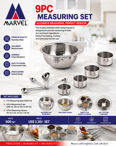 Juego de Medidores de Acero Inoxidable con Tazón, Cucharas y Tazas, Apto para Lavavajillas, 9 Piezas, Utensilios de Cocina - Product Image 3