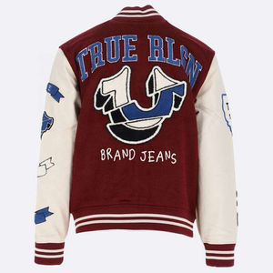 Chaqueta de Béisbol Letterman para Hombre, Chaqueta Bomber OEM con Cierre Impermeable para Invierno, Cuello Alto, Parches Bordados con Logotipo Personalizado - Product Image 2