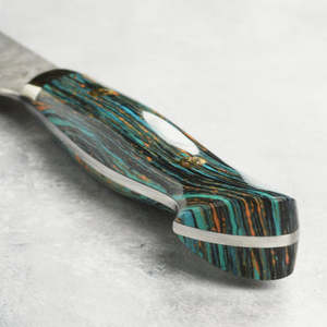Customizable Straight Edge Damascus Steel Blade <b>Kitchen</b> <b>Knife</b> with Color Resin Handle High Quality OEM DIY Gift for Parents - Product Image 3