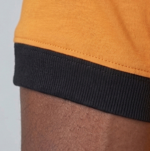 Men's Orange Cotton T-<b>Shirt</b> With <b>Black</b> Contrast Trim Regular Fit O-Neck Short Sleeve Casual Wear Tee <b>Shirts</b> Men - Product Image 4