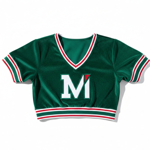 ชุดเชียร์ลีดเดอร์สั่งทำพิเศษ พิมพ์ลายแบบซับลิเมชั่น พร้อมชื่อทีมและโลโก้ ชุดเชียร์ที่ทนทาน ผลิตจากวัสดุยืดหยุ่นสำหรับนักกีฬา - Product Image 1