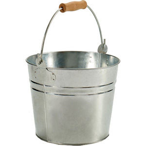 Seau en acier galvanisé de dernière génération avec poignée en bois, seaux en acier galvanisé argenté pour jardin, maison et usage industriel - Product Image 1