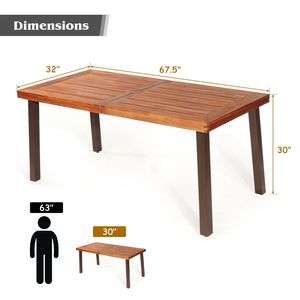 Table de salle à manger rectangulaire en bois d'acacia rustique - Product Image 5