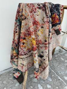 Traditional Persian Kantha <b>Quilt</b> Printed Cotton Bedspread Vintage Reversible <b>Throw</b> Blanket Eco-Friendly Home Decor - Product Image 5
