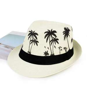 Sombrero de paja con estampado de palmeras para hombres y mujeres, sombrero para el sol de verano, ligero, transpirable, para viajes a la playa, vacaciones, gorra de protección al aire libre - Product Image 6