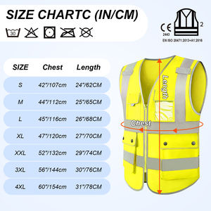 Gilet de sécurité réfléchissant unisexe haute visibilité jaune en polyester avec plusieurs poches et fermeture éclair - Product Image 2