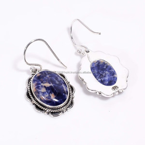 Joyería de piedras preciosas, pendientes únicos, pendientes de plata de ley 925, joyería de sodalita, pendientes de gota hechos a mano, regalos para mujeres - Product Image 5