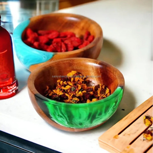 Fait à la main de haute qualité imperméable à l'eau peint à la main en résine époxy personnalisable ange couleurs décoratives en bois naturel salade fruits - Product Image 1