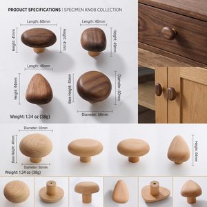Solid Wood Round <b>Drawer</b> Knob Cabinet Handle <b>Single</b> Hole Furniture Accessory for <b>Wardrobe</b> Kitchen Cabinet - Product Image 2