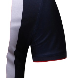 Polo de Manga Corta para Hombre con Bloques de Color, Diseño Tejido a Rayas, Casual, Negro y Blanco - Product Image 2