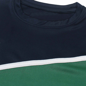 Conjunto de Camiseta y Pantalones Cortos para Niños, Diseño Color Block, Azul Marino y Verde, Secado Rápido, Estilo Casual con Cintura Ajustable con Cordón, Patrón Geométrico - Product Image 5