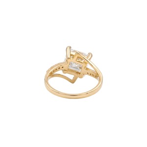 1.58 CTW Princess Cut Diamond Engagement <b>Ring</b> in 14KT Yellow Gold Geometric <b>Split</b> Shank <b>Ring</b> - Product Image 3