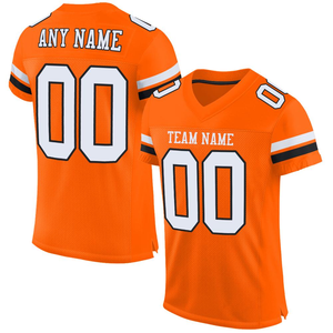 Custom Orange American Football Jersey Unisex V-Neck Short Sleeve Breathable <b>Mesh</b> Team Name 00 Heat-Transfer Spring Summer Front - Product Image 1