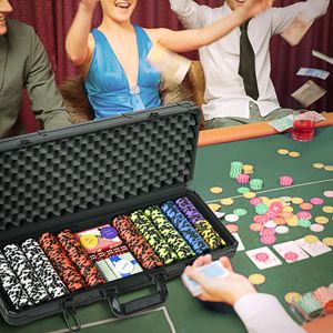 500 pezzo 14 Set di fiches da Poker del casinò in argilla grammo con custodia in alluminio con pulsante mazziere 5 dadi - Product Image 2