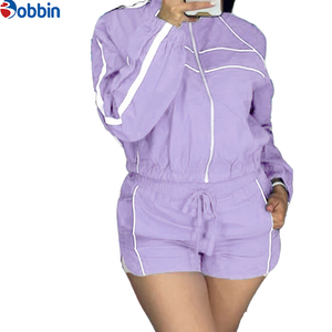 ชุดเซ็ตแฟชั่นสำหรับผู้หญิง เสื้อแจ็คเก็ตสั้น ชุดวอร์มระบายอากาศ กันลม ไซส์ใหญ่ ชุดเซ็ตขาสั้นสำหรับฤดูใบไม้ผลิและฤดูร้อน - Product Image 3