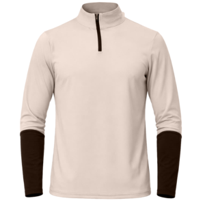 Haut à manches longues pour homme, col montant, fermeture éclair, évacuation de l'humidité, gris clair uni, coupe classique, toutes saisons - Product Image 6