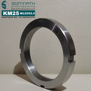 Écrou de blocage à droite DIN 981 KM25 usiné CNC, finition naturelle, pour usage industriel intensif, CLASSE 4, autobloquant, entièrement fileté, sécurisé - Product Image 4