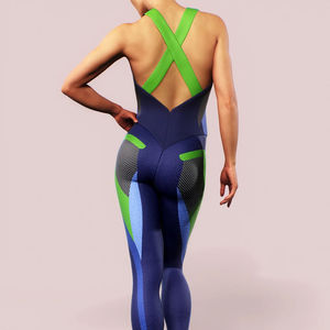 Mono de yoga acanalado para mujer, de una pieza, manga larga, con cremallera, 100% algodón, de secado rápido, transpirable, ropa deportiva - Product Image 5