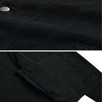 Servicio OEM ODM, Chaqueta de Mezclilla Negra para Hombre, Corte Ajustado, Casual, Cuello Camisero, Cierre de Botón, Material de Algodón, Ropa de Otoño